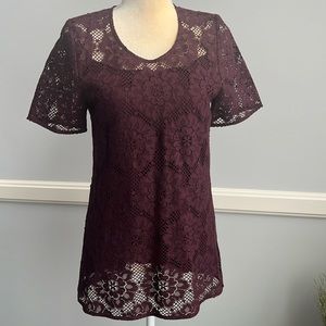 Burberry London Party/Cocktail Top. Size 6  Deep Claret Lace Top and cami.
